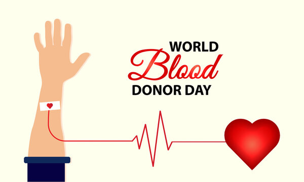 Medical concept on world blood donor day on June 14. Blood donation vector illustration. Blood donor day, blood donor, in a linear style. The process of giving the blood donor day