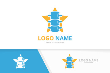 Vector spine and star logo combination. Vertebral column and leader logotype design template.