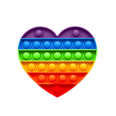 Colorful trendy Pop it heart shape fidgets toy isolated over white background with clipping path.