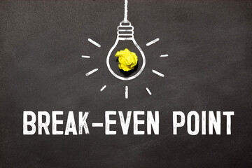 Break-Even Point text on blackboard, business concept background