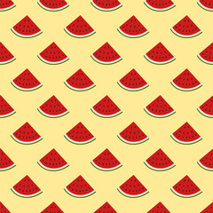 Watermelon wedge pieces in a seamless repeat pattern - Vector Illustration