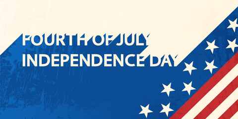 Independence Day 4th of July (Fourth of July) patriotic concept. American flag and lettering with long shadows, grunge style.	