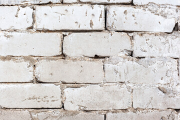 old brickwork made of white brick, vintage wall