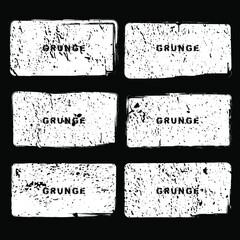 Set of white rectangle grunge post stamps. Vector distress textures. Blank dusty shapes for banners, logo, insignias, icons, badges, emblems, labels and pattern. Abstract dirty background