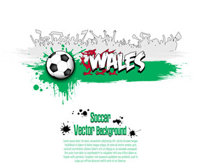 Fototapeta premium Flag of Wales and soccer fans