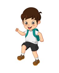 Cute little boy go to school