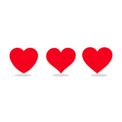 Red heart Icon ,shadow, on white background. 
Set of love symbol for web site logo, 
Vector illustration flat style