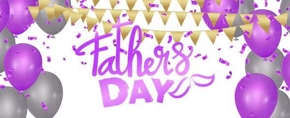 Happy Fathers Day lettering typography for postcard, card, invitation. Greeting card. Vector illustration EPS 10. Dad, Daddy Banner on textured background with ribbon
