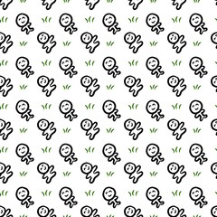 seamless pattern background of cute man cartoon