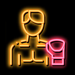 Boxer Man neon light sign vector. Glowing bright icon Boxer Man sign. transparent symbol illustration
