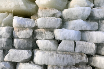 The ice is piled up in an ice cellar, North China