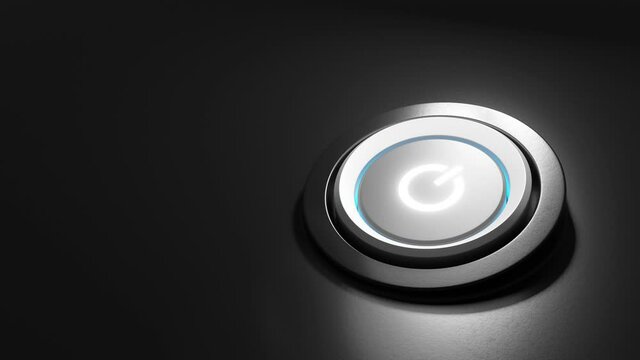 Businessman press the power button. Power on concept. 3D video