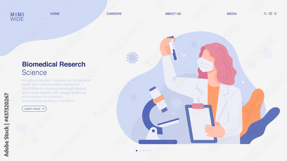 Aufkleber a scientist is doing research in a laboratory. he is watching with a microscope on the table, holdin