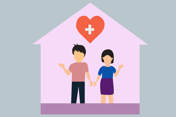 family stay at home to prevent virus  vector design.