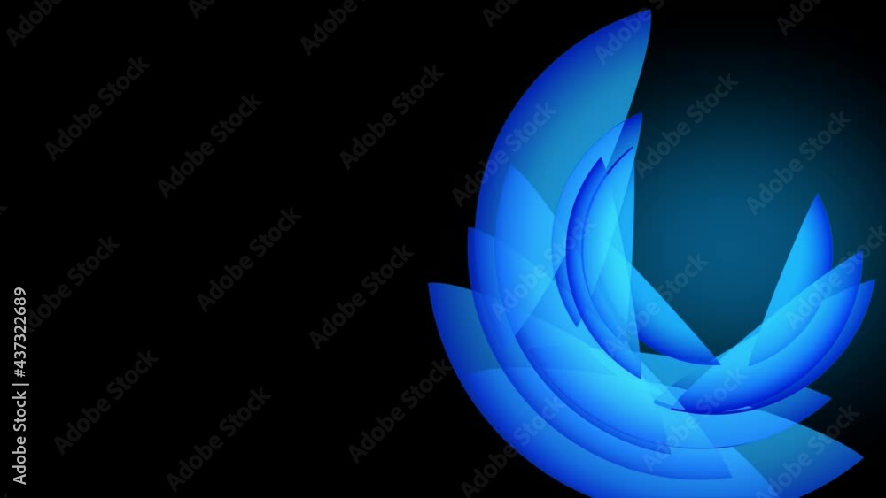 Poster blue shaded partial spheres overlap each other in a looping animation