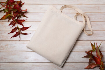 Rustic tote bag mockup with red wild grass