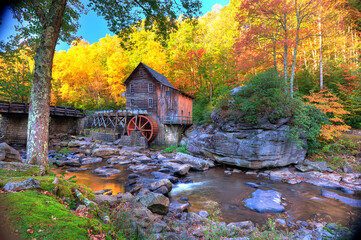 The famouns Glade Creek Mill in the Mountains of West Virginia in full autumn color