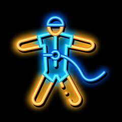 Skydiver with Insurance neon light sign vector. Glowing bright icon Skydiver with Insurance sign. transparent symbol illustration