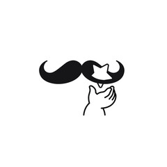 Father's day. The child's hand is playing with the dad's mustache. The star as a gift to the parent. Birthday logo, symbol, icon. Illustration, isolated vector on white background.
