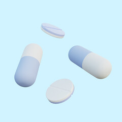 3d illustration medicine pill and tablet