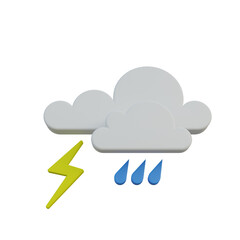 3d illustration weather icon rainy and thunderstorm
