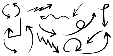 set of hand drawn arrows isolated on white background. for business infographic, banner, web and concept design.Vector doodle design elements.