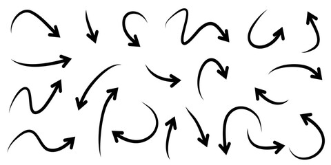 set of hand drawn arrows isolated on white background. for business infographic, banner, web and concept design.Vector doodle design elements.