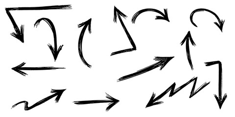 set of hand drawn arrows isolated on white background. for business infographic, banner, web and concept design.Vector doodle design elements.