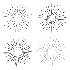 Obraz premium Starburst, sunburst hand drawn. Design Element Fireworks Black Rays. Comic explosion effect. Radiating, radial lines.