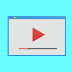 3d illustration web icon videos play