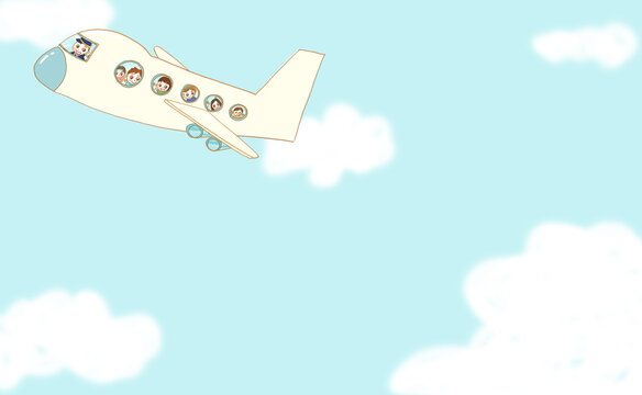 空と飛行機の背景素材。