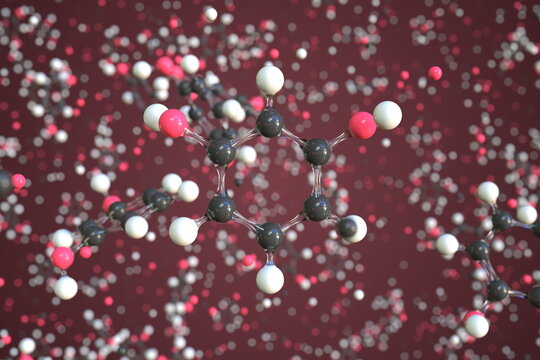 Molecule of resorcinol, conceptual molecular model. Scientific 3d rendering
