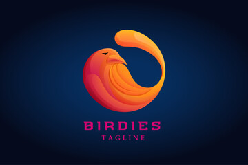 red yellow bird gradient logo