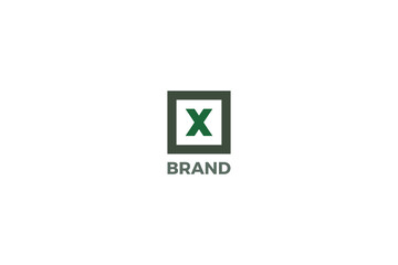 Letter X minimal box logo design