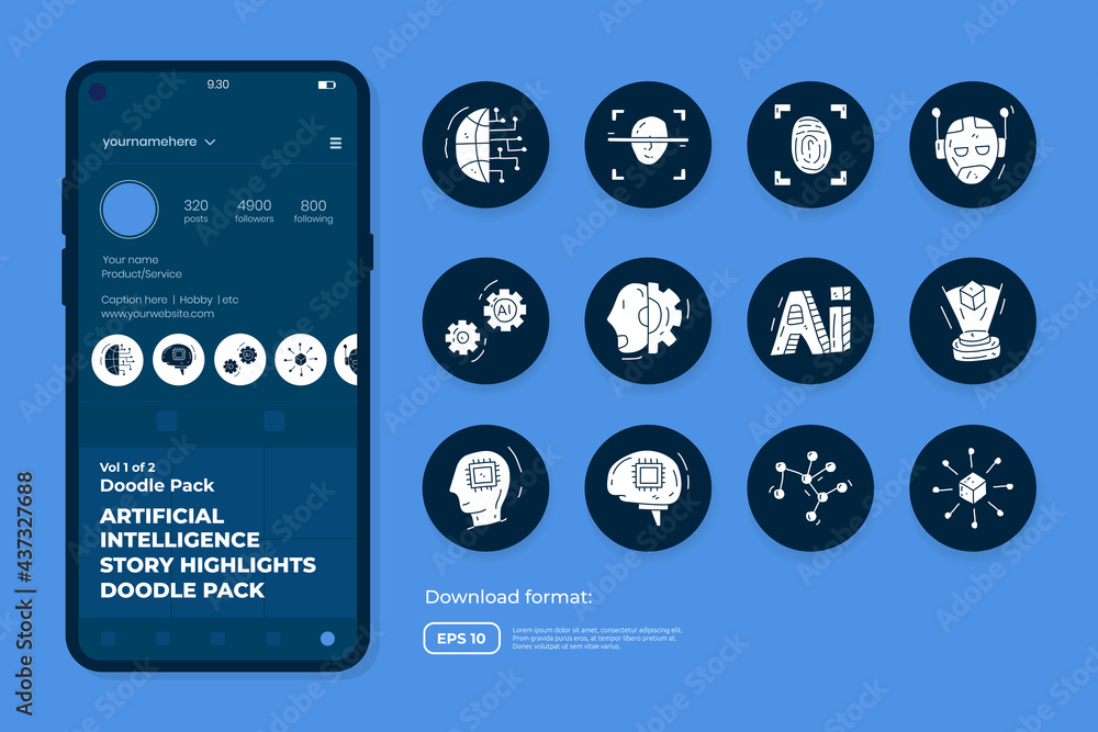 Poster artificial intelligence ai concept with circuit board data and brains chip for engineering, developm