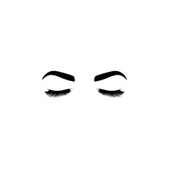 Fototapeta premium Eyelash Extension Logo Vector Illustration with Closed Eyes and Long Eyelashes for Beauty Salon