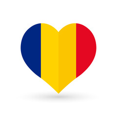 Heart symbol, flag of Romania, vector illustration