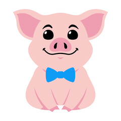 Vector Cute Male Piglet Illustration
