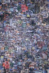 An abstract, multiple exposure view of Rocinha, the most famous favela in Rio de Janeiro, Brazil