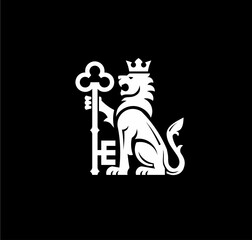 Luxury heraldic Royal Lion King logo design, Vintage Crest luxury logo vector illustration