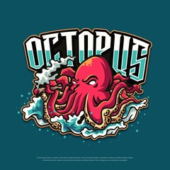 octopus logo mascot design