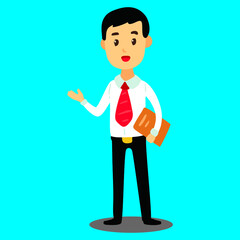 businessman wearing a white shirt carrying a folder