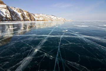Baikal lake ice russia hoboy olhon island