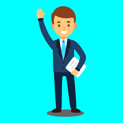 vector businessman waving
