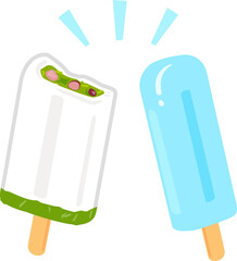 水色のアイスキャンディと抹茶アイスバー