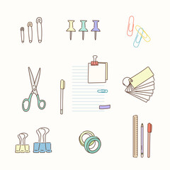 Stationery collection. hand drawn style vector design illustrations. 