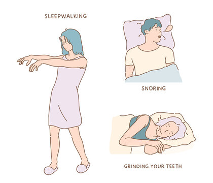 Different Sleeping Habits Of People. Hand Drawn Style Vector Design Illustrations. 