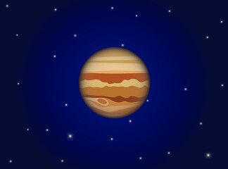 Jupiter and stars in space vector illustration