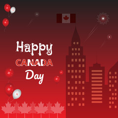 Happy canada day invitation poster design. Canada day vector illustration. Happy 1st July