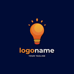 bright sun lamp smart idea logo. with gradient yellow and orange color, abstract light bulb logo illustration
